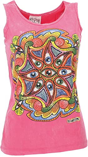 GURU SHOP No Time Tank Top, Yoga-Top, Drittes Auge/Pink, Baumwolle, Size:S (36) von GURU SHOP