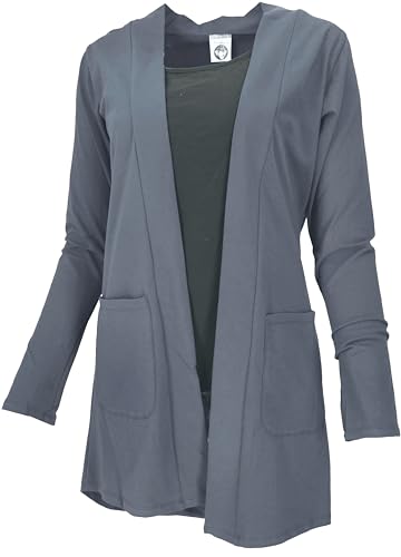 GURU SHOP Offener Cardigan, Lange Jacke, Damen, Dunkelgrau, Synthetisch, Size:38 von GURU SHOP