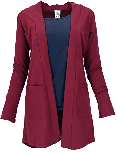 GURU SHOP Offener Cardigan, Lange Jacke, Damen, Weinrot, Synthetisch, Size:38 von GURU SHOP