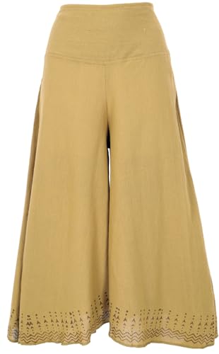GURU SHOP Palazzohose, 3/4 Hosenrock, Bedruckte Natürliche Boho Schlaghose, Sommerhose - Curry, Damen, Baumwolle, Size:S GURU SHOP Palazzohose, 3/4 Hosenrock, Bedruckte Natürliche Boho Schlaghose, Sommerhose - Curry, Damen, Baumwolle, Size:S von GURU SHOP