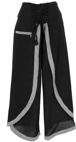 GURU SHOP Palazzohose, Boho Hosenrock, Orienthose, Sommerhose - Schwarz, Damen, Baumwolle, Size:L von GURU SHOP