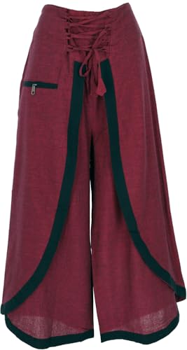 GURU SHOP Palazzohose, Boho Hosenrock, Orienthose, Sommerhose - Weinrot, Damen, Baumwolle, Size:L von GURU SHOP