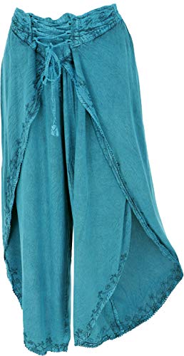 GURU SHOP Palazzohose, Hosenrock, Orienthose, Sommerhose, Damen, Türkisblau, Synthetisch, Size:38 von GURU SHOP