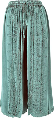 GURU SHOP Palazzohose, Langer Hosenrock, Orienthose, Sommerhose, Damen, Aqua, Synthetisch, Size:38 von GURU SHOP