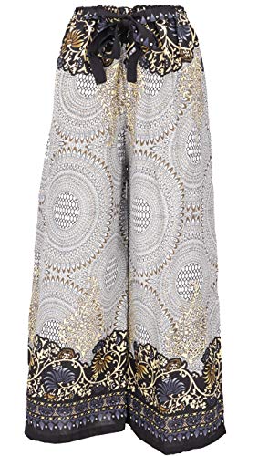 GURU SHOP Palazzohose, Schlaghose, Sommerhose, Hippie Goa Hose, Damen, Weiß/schwarz, Synthetisch, Size:38 von GURU SHOP