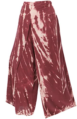 GURU SHOP Palazzohose, Weite Offene Sommerhose, Batik Hosenrock, Damen, Weinrot, Synthetisch, Size:38 von GURU SHOP