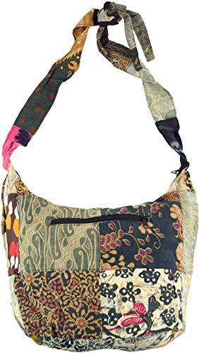 GURU SHOP Patchwork Batik Beutel, Sadhu Bag, Hippie Tasche, Schulterbeutel - Schwarz/bunt, Herren/Damen, Baumwolle, Size:One Size, 25x35x5 cm, Alternative Umhängetasche, Handtasche aus Stoff von GURU SHOP