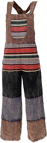 GURU SHOP Patchwork Latzhose, Japan Style, Hose, Braun, Baumwolle, Size:S/M (38) von GURU SHOP