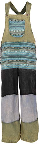 GURU SHOP Patchwork Latzhose, Japan Style, Hose, Olivegrün, Baumwolle, Size:S/M (38) von GURU SHOP