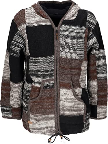 GURU SHOP Patchwork Strickjacke, Wolljacke, Nepaljacke, Modell 18, Wolle, Size:XL von GURU SHOP