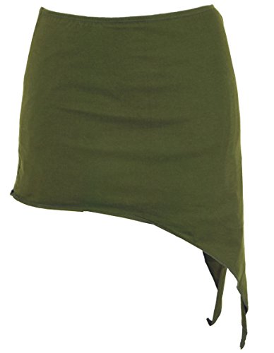 GURU SHOP Pixi Zipfelrock, Goa Top, Minirock, Yogarock, Olive, Baumwolle, Size:L (38) von GURU SHOP