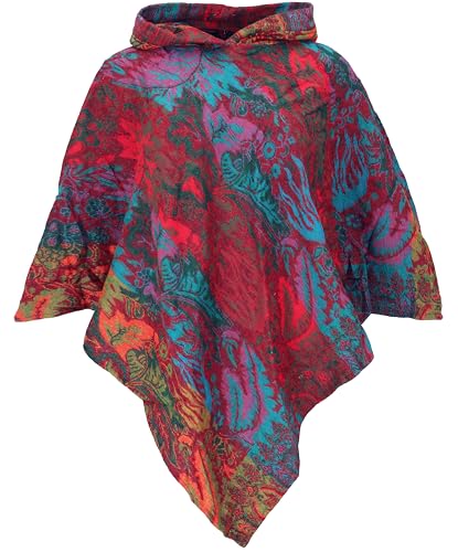 GURU SHOP Poncho mit Kapuze, Goa Hippie, Poncho, Damen, Regenbogen, Synthetisch, Size:40 von GURU SHOP