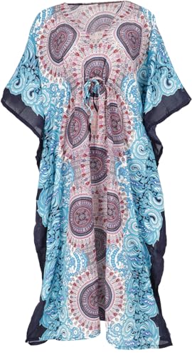 GURU SHOP Ponchokleid, Kaftan, Maxikleid, Strandkleid - Blau, Damen, Synthetisch von GURU SHOP