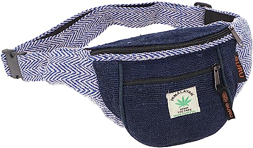 GURU SHOP Praktische Gürteltasche, Ethno Bauchtasche, Sidebag - Blau, Herren/Damen, Hanf, Size:One Size, 15x20x5 cm, Festival- Bauchtasche Hippie von GURU SHOP