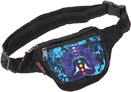 GURU SHOP Praktische Gürteltasche, Ethno Bauchtasche Sidebag, Crossbag - Chakra, Herren/Damen, Blau, Baumwolle, Size:One Size, 15x20x4 cm, Festival- Bauchtasche Hippie von GURU SHOP