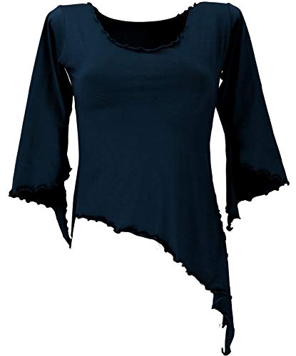 GURU SHOP Psytrance Elfen Shirt Goa Chic mit Ausgestellten Ärmeln, Schwarz, Baumwolle, Size:S/M (36) von GURU SHOP