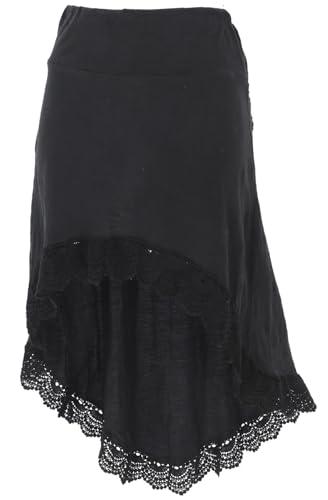 GURU SHOP Psytrance Goa Pixi Minirock mit Spitze - Schwarz, Damen, Baumwolle, Size:M von GURU SHOP