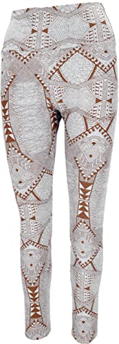 GURU SHOP Psytrance Yoga-Hose, Bedruckte Goa Leggings, Braun, Baumwolle, Size:L (40) von GURU SHOP