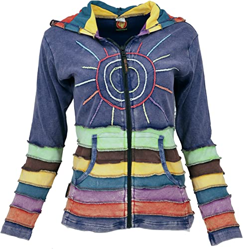 GURU SHOP Regenbogenjacke, Jacke mit Zipfelkapuze, Blau, Baumwolle, Size:L (40) von GURU SHOP