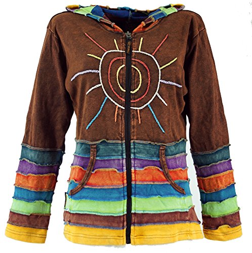 GURU SHOP Regenbogenjacke, Jacke mit Zipfelkapuze, Caramelbraun, Baumwolle, Size:L (40) von GURU SHOP