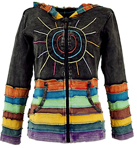 GURU SHOP Regenbogenjacke, Jacke mit Zipfelkapuze, Schwarz, Baumwolle, Size:S (36) von GURU SHOP