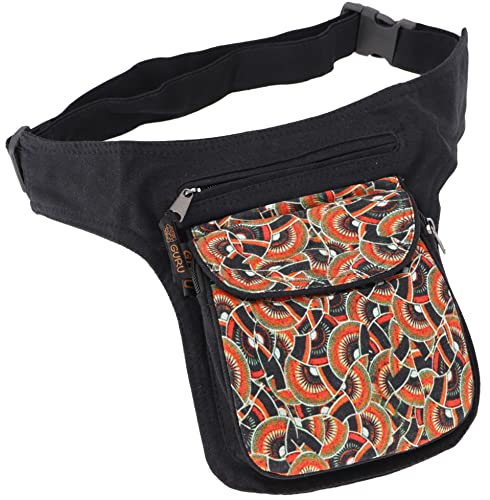 GURU SHOP Retro Festival Sidebag, Nepal Gürteltasche mit Psychodelic Print - Kalaidiskop, Herren/Damen, Mehrfarbig, Baumwolle, Size:One Size, 25x15x5 cm, Festival- Bauchtasche Hippie von GURU SHOP