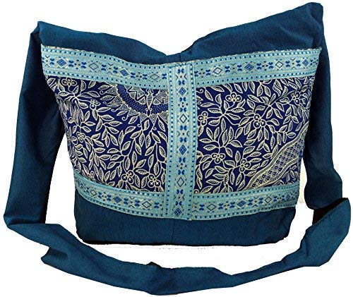 GURU SHOP Sadhu Bag, Schulterbeutel, Hippie Tasche - Türkis, Herren/Damen, Baumwolle, Size:One Size, 30x35x10 cm, Alternative Umhängetasche, Handtasche aus Stoff von GURU SHOP