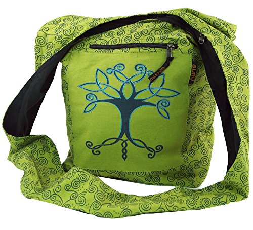 GURU SHOP Sadhu Bag, Shopper, Schulterbeutel - Lemongrün, Herren/Damen, Baumwolle, Size:One Size, 35x37x15 cm, Alternative Umhängetasche, Handtasche aus Stoff von GURU SHOP