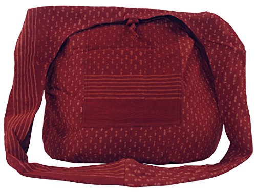 Sadhu Bag, Umhängetasche, Blockdruck Hippie Schultertasche, Schulterbeutel, Einkaufstasche, Herren/Damen, Rot, Baumwolle, Size:One Size, 35x49x30 cm, Alternative Umhängetasche, Handtasche aus Stoff von GURU SHOP