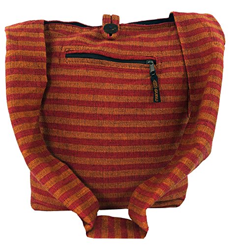 GURU SHOP Sadhu Bag Gestreift, Goa Tasche, Schulterbeutel - Orange, Herren/Damen, Baumwolle, Size:One Size, 35x35x25 cm, Alternative Umhängetasche, Handtasche aus Stoff von GURU SHOP