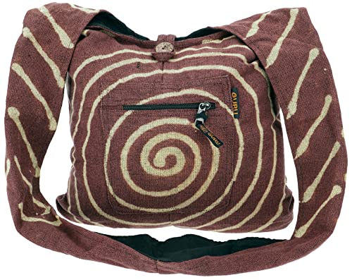 GURU SHOP Sadhu Bag mit Batik - Spirale; Große Boho Schultertasche, Schulterbeutel - Braun, Herren/Damen, Baumwolle, Size:One Size, 35x40x10 cm, Alternative Umhängetasche, Handtasche aus Stoff von GURU SHOP