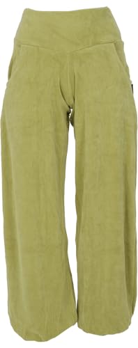 GURU SHOP Boho Samt Pluderhose, Wohlfühlhose, Yogahose - Grün, Damen, Baumwolle, Size:S von GURU SHOP