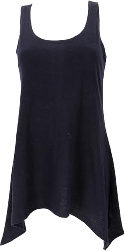 GURU SHOP Schlichtes Natürliches Boho Festival Minikleid - Schwarz, Damen, Baumwolle, Size:L von GURU SHOP