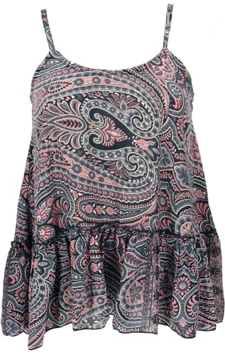 GURU SHOP Seidiges Boho Trägertop, Luftiges Top, Lockeres Sommertop - Schwarz, Damen, Synthetisch, Size:S von GURU SHOP