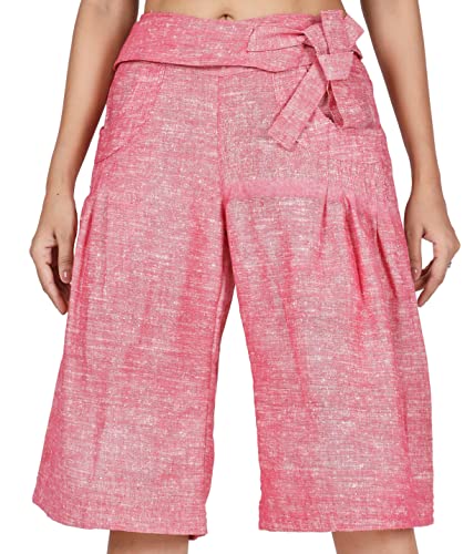 GURU SHOP Shorts -chic, Knielange Khadi Hose, Rosarot, Baumwolle, Size:S/M (38) von GURU SHOP