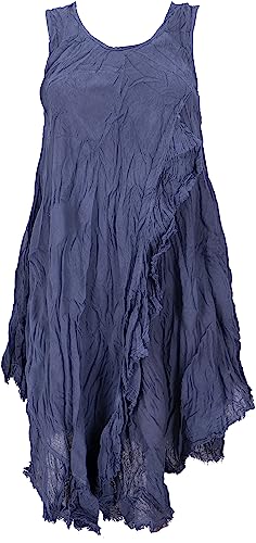 GURU SHOP Sommerkleid, Luftiges Krinkelkleid, Maxikleid, Strandkleid, Damen, Blau, Baumwolle, Size:42 von GURU SHOP