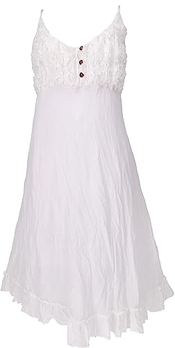 GURU SHOP Sommerkleid, Luftiges Krinkelkleid, Maxikleid, Strandkleid, Damen, Weiß, Baumwolle, Size:38 von GURU SHOP