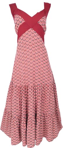 GURU SHOP Boho Sommerkleid, Maxikleid, Langes Strandkleid - Rot, Damen, Synthetisch, Size:S von GURU SHOP