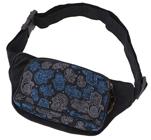 GURU SHOP Stoff Sidebag & Gürteltasche, Goa Gürteltasche - Schwarz/grau, Herren/Damen, Baumwolle, Size:One Size, 12x18x8 cm, Festival- Bauchtasche Hippie von GURU SHOP