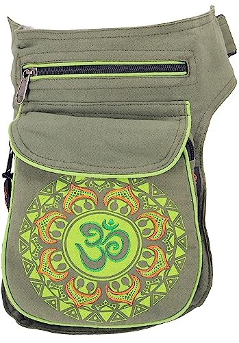 GURU SHOP Stoff Sidebag & Gürteltasche Aum Mandala, Goa Gürteltasche, Bauchtasche - Grün, Herren/Damen, Baumwolle, Size:One Size, 25x17x4 cm, Festival- Bauchtasche Hippie von GURU SHOP