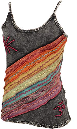 GURU SHOP Stonewash Goa Top, Style Hippie Top, Regenbogen 10, Baumwolle, Size:M/L (40) von GURU SHOP