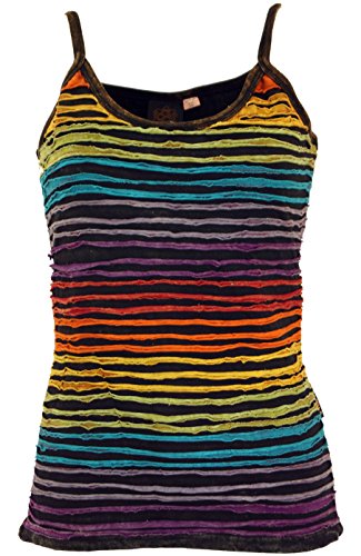 GURU SHOP Stonewash Goa Top, Style Hippie Top, Regenbogen 13, Baumwolle, Size:M/L (40) von GURU SHOP