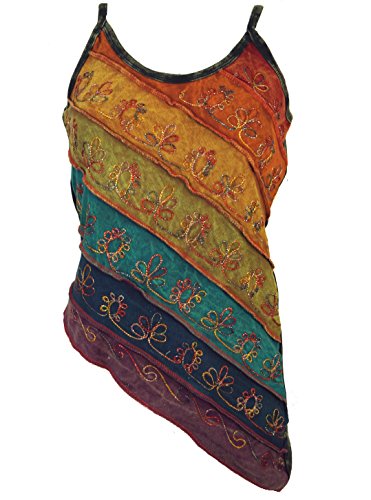 GURU SHOP Stonewash Goa Top, Style Hippie Top, Regenbogen 4, Baumwolle, Size:M/L (40) von GURU SHOP