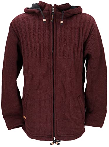 GURU SHOP Strickjacke, Wolljacke, Nepaljacke Burgundy, Modell 27, Wolle, Size:XXL von GURU SHOP