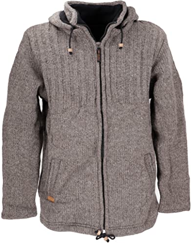 GURU SHOP Strickjacke Wolljacke Nepaljacke Braun, Modell 28, Wolle, Size:XXL von GURU SHOP