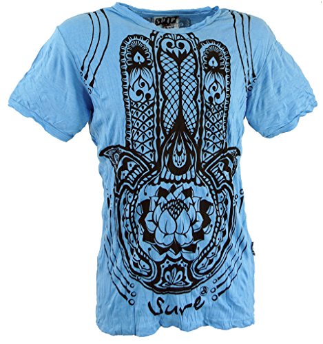 GURU SHOP Sure Herren T-Shirt Fatimas Hand, Hellblau, Baumwolle, Size:M von GURU SHOP