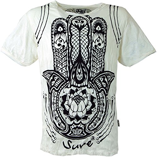 GURU SHOP Sure Herren T-Shirt Fatimas Hand, Weiß, Baumwolle, Size:L von GURU SHOP