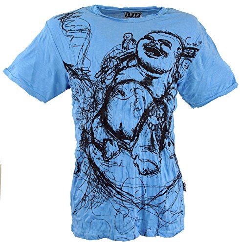 GURU SHOP Sure Herren T-Shirt Happy, Hellblau, Baumwolle, Size:L von GURU SHOP