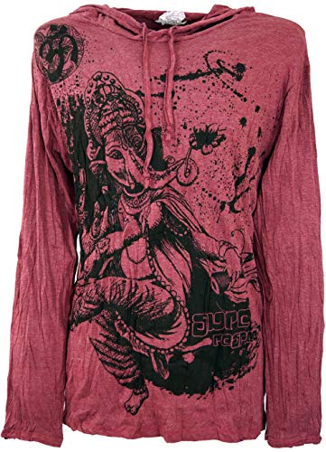 GURU SHOP Sure Langarmshirt, Kapuzenshirt Dancing Elefant, Bordeaux, Baumwolle, Size:S von GURU SHOP