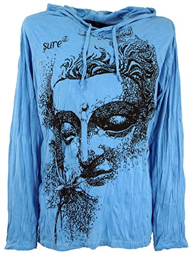 GURU SHOP Sure Langarmshirt, Kapuzenshirt Dreaming, Hellblau, Baumwolle, Size:L von GURU SHOP